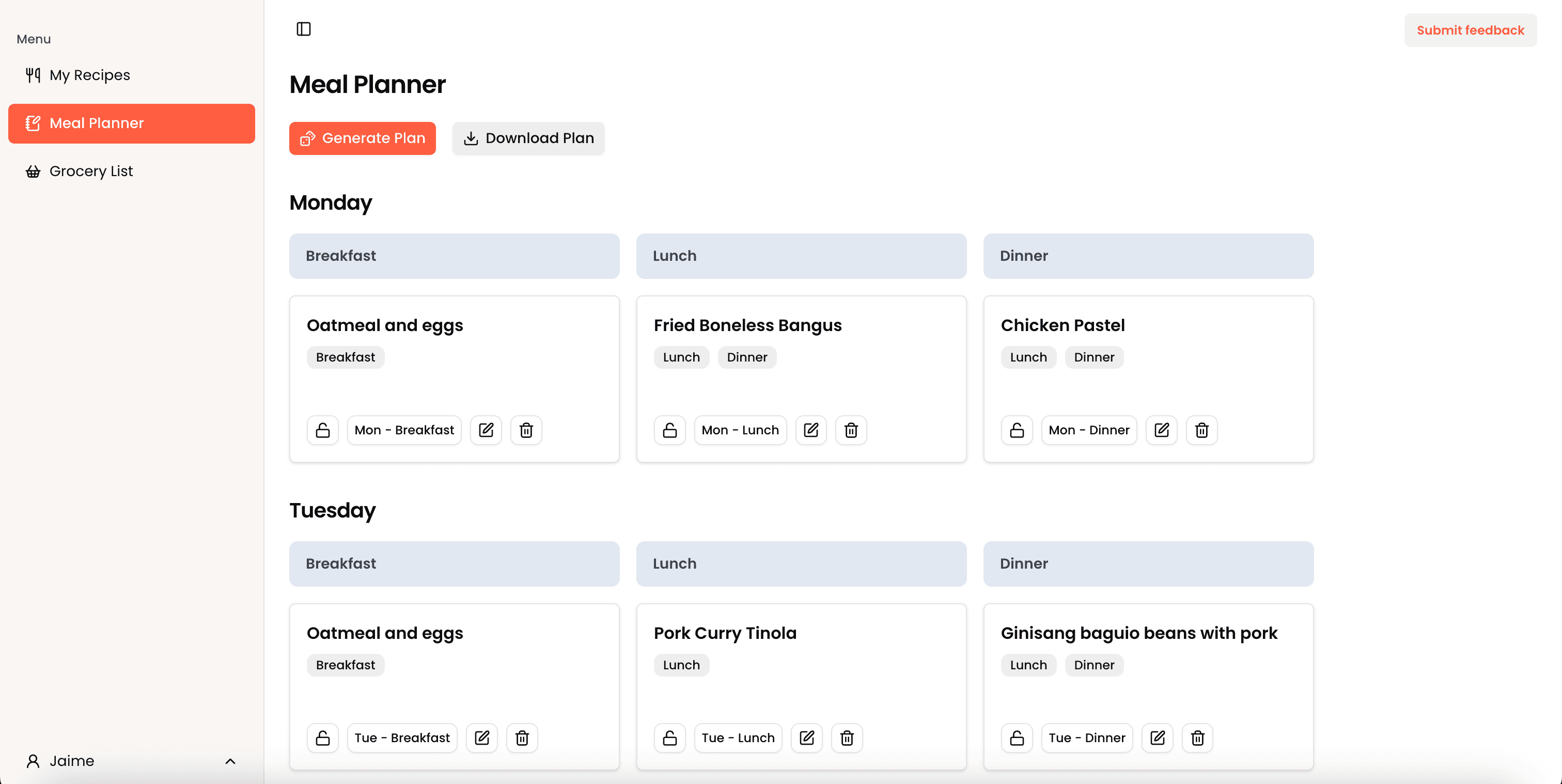 Complete your meal plan in minutes.
